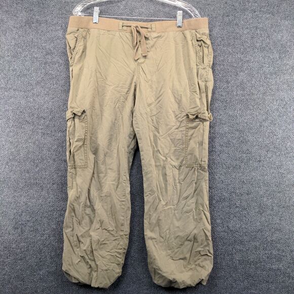 Old Navy Mens Cargo Jogger Pants Tan Size L Pockets Drawstring - Picture 2 of 11